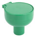A green plastic T&S eyewash dustcover assembly with a lid and handle.