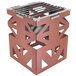 A copper coated metal cube with a metal grate inside.