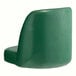 A Lancaster Table & Seating Pine Green Vinyl bucket seat on a green chair with a backrest.