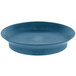 A blue round polypropylene deli server with a white circle on the surface.