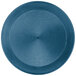 A blue plate with a circular surface.