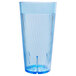 A close-up of a blue Thunder Group Belize plastic tumbler with a thin rim.