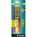 A package of Pilot Frixion Lite erasable highlighters with blue, yellow, and pink barrels.