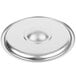 A Vollrath stainless steel lid with a round center.