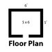 A floor plan for a house with a square and a rectangle.