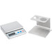 A Cardinal Detecto electronic portion scale with removable dual cone holder tray on a metal stand.