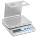 A silver Cardinal Detecto digital portion scale with removable dual cone holder trays.