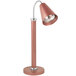 A copper coated stainless steel freestanding heat lamp with a metal pole and adjustable neck.