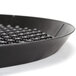 A black polypropylene pizza tray with a textured surface.