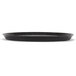 A black round HS Inc. Polypropylene Pizza Tray with a handle.