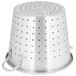 A silver metal Town aluminum vegetable colander with handles and holes.