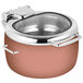 An Eastern Tabletop copper coated stainless steel soup marmite with a hinged glass lid.