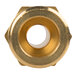 A brass front orifice connector with a gold nut.