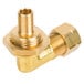 A brass rear orifice connector with a gold nut.