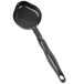 A black Vollrath High Heat Solid Oval Nylon Spoodle with a handle.