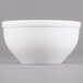 A close up of a Libbey alpine white porcelain bowl.