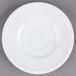 A Libbey Alpine White Porcelain Saucer with a circle in the center.