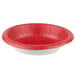 A red paper bowl with a white rim.