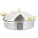 A silver and gold Vollrath Intrigue chafer with a lid.