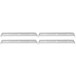 Three white metal shelves from a Cambro Camshelving® Premium Shelf Kit.