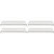 A row of three white rectangular Camshelving® shelves.