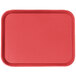 A red Cambro fast food tray with a customizable surface.