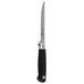 A Mercer Culinary Genesis Forged Flexible Boning Knife with a black handle and silver blade.