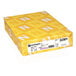 A yellow box of Astrobrights Stardust White color paper with white letters on it.