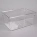 A clear plastic Cambro food storage container with a clear lid.