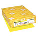 A yellow and white Astrobrights package label for 500 sheets of Lemon color paper.