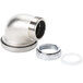 A T&S stainless steel pipe fitting with a nut.