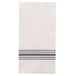 A close-up of a white Hoffmaster FashnPoint dinner napkin with black stripes.