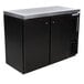 A black Beverage-Air back bar refrigerator with two doors.