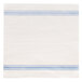 A white napkin with blue lines.