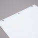 A white sheet of paper with holes and self-stick tabs.