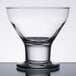 A clear Libbey dessert glass with a small rim and base.
