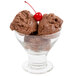 A bowl of chocolate ice cream with a cherry on top in a Libbey Catalina dessert glass.