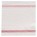 A white napkin with red stripes.