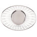 An American Metalcraft stainless steel oval serving basket with a circular metal frame.