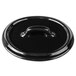 A Bon Chef matte black porcelain oval cocotte lid with a handle.