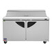 A white Turbo Air refrigerated sandwich prep table with black handles.
