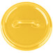 A yellow porcelain Bon Chef cocotte lid with a handle.