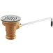 A brown and brass Fisher DrainKing lever handle waste valve with flat strainer.