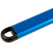 The square perforated pizza peel with a blue anodized aluminum handle.