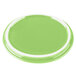 A white porcelain oval lid with a lime green edge.