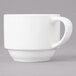 A white Bon Chef porcelain espresso cup with a handle.