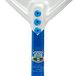 A white and blue GI Metal square perforated pizza peel.