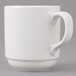 A white Bon Chef porcelain cup with a handle.
