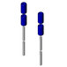 Two blue metal rods with screws on top.