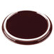 A Bon Chef Burnt Umber porcelain oval lid with a chocolate brown and white rim.